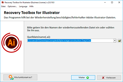 Beschädigte Datei auswählen
