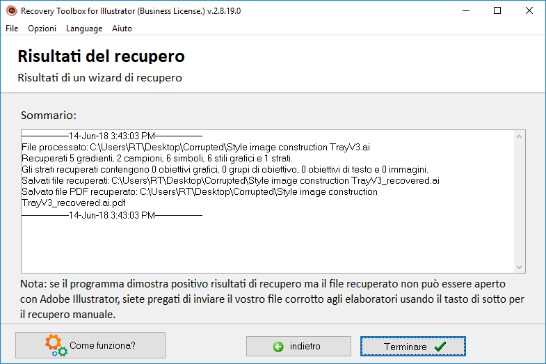 strumento di visualizzazione per i file danneggiati di Adobe Illustrator