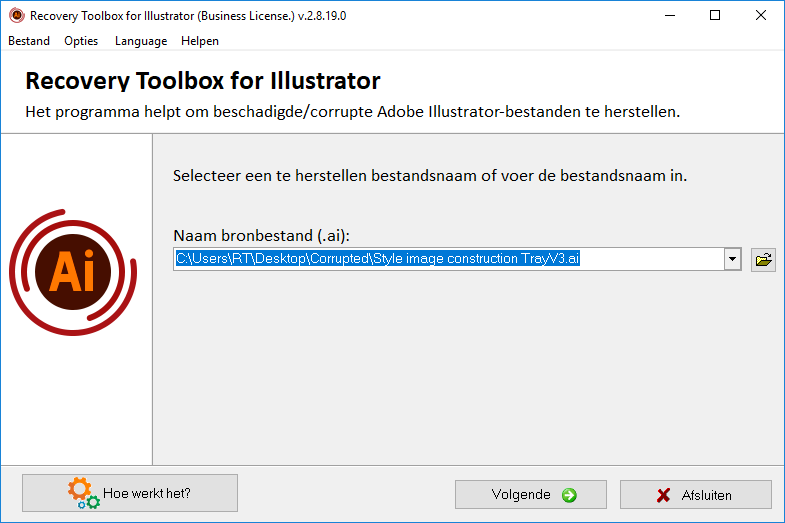 illustartor bestand herstellen