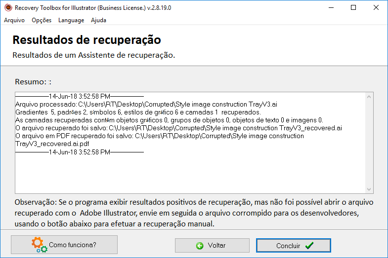 ferramenta de visualização de arquivos corrompidos do Adobe Illustrator