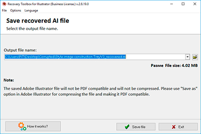 Saving the recovered data