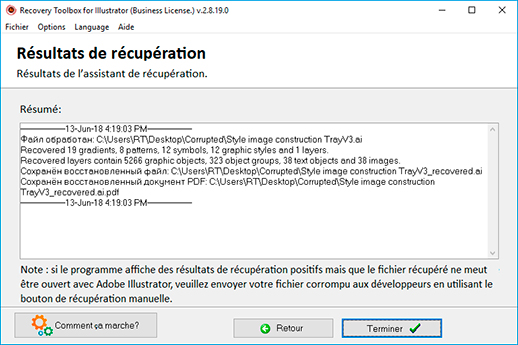 outil de récupération de fichiers Adobe Illustrator