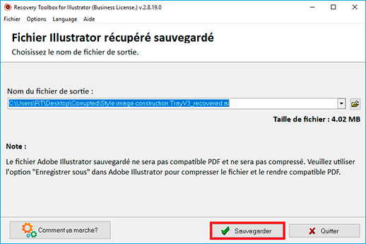 réparer le fichier endommagé d'Illustrator