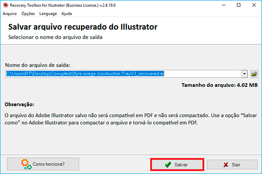 reparar arquivo danificado do ilustrador